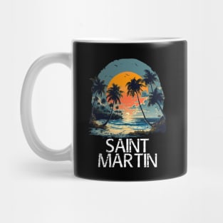 Saint Martin Sunset (with White Lettering) Mug